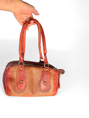 Handmade Genuine Leather & Woven Cane Handbag