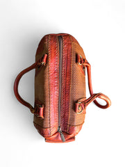 Handmade Genuine Leather & Woven Cane Handbag