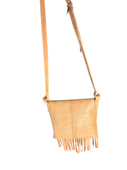 Hand-Embroidered Moroccan Leather Crossbody Bag with Fringes