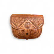 Authentic Moroccan Hand-Tooled Leather Saddle Bag