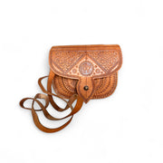 Authentic Moroccan Hand-Tooled Leather Saddle Bag