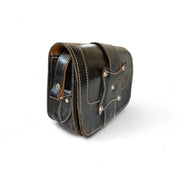 Handmade Black Leather Crossbody Bag with Contrast Stitching