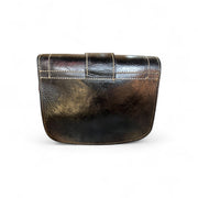 Handmade Black Leather Crossbody Bag with Contrast Stitching