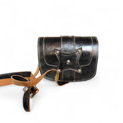 Handmade Black Leather Crossbody Bag with Contrast Stitching