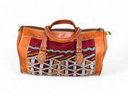 Handmade Leather & Kilim Woven Duffel Bag - Weekender