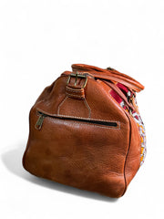 Handmade Leather & Kilim Woven Duffel Bag - Weekender