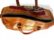 Handmade Leather & Kilim Woven Duffel Bag - Weekender