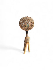 Handwoven Raffia Table Lamp – Tripod Wood Base