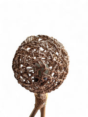 Handwoven Raffia Table Lamp – Tripod Wood Base