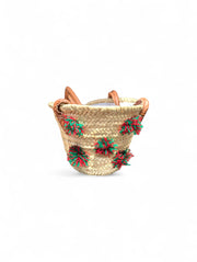 Moroccan Mini Straw Tote | Boho Pompom Beach Bag | Kids' Purse