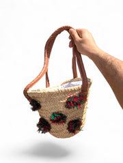 Moroccan Mini Straw Tote | Boho Pompom Beach Bag | Kids' Purse