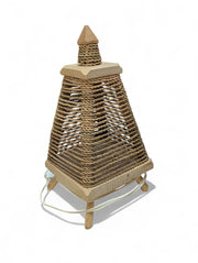 Handmade Natural Woven Cone Table Lamp - Rustic Bohemian Accent Light