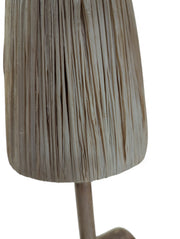 Natural Wood Log Table Lamp with Rattan Shade