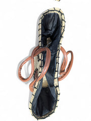 Handmade Hand-Painted Eye Straw Tote Bag with Leather Handles