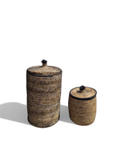 Handmade Natural Fiber Storage Basket Set with Lids