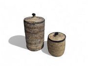 Handmade Natural Fiber Storage Basket Set with Lids