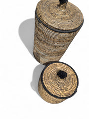 Handmade Natural Fiber Storage Basket Set with Lids