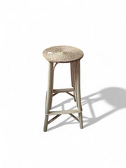 Handmade Woven Seat Counter Stool - Natural Rattan & Wood Bar Stool
