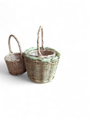 Set of 3 Handwoven Wicker Baskets – Natural Handmade Decor – Medium & Small Sizes – Rustic Storage Baskets