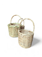 Set of 3 Handwoven Wicker Baskets – Natural Handmade Decor – Medium & Small Sizes – Rustic Storage Baskets