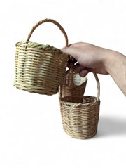 Set of 3 Handwoven Wicker Baskets – Natural Handmade Decor – Medium & Small Sizes – Rustic Storage Baskets