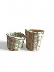 Set of 3 Handwoven Wicker Baskets – Natural Handmade Decor – Medium & Small Sizes – Rustic Storage Baskets