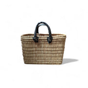 Reed Storage Basket – Handmade Medium Tote with Leather Handles