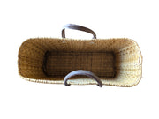 Reed Storage Basket – Handwoven Tote with Leather Handles