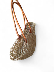 Handmade Straw Tote Bag with Leather Handles