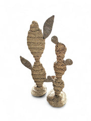 Handwoven Straw Cactus Decor | Boho Home Accent