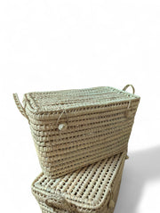 Handmade Palm Storage Basket with Lid