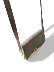 Leather & Straw Crossbody Bag