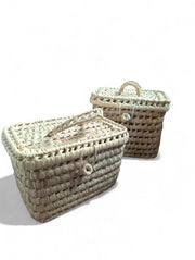 Handmade Palm Leaf Storage Baskets with Lids